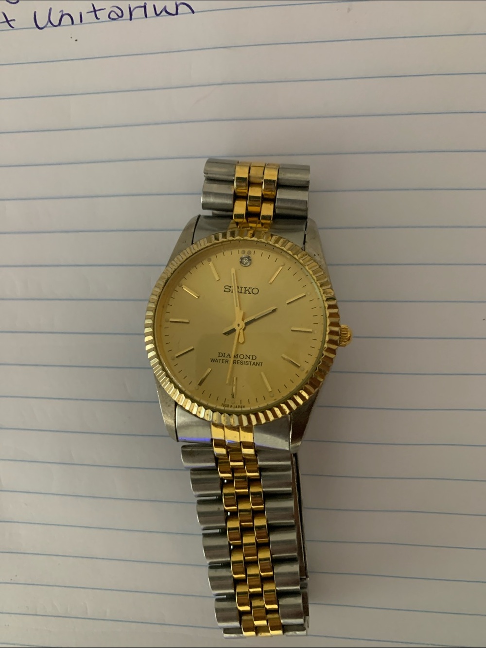 Seiko Two-Tone Gold Dial Men's Watch with Diamond Accent
